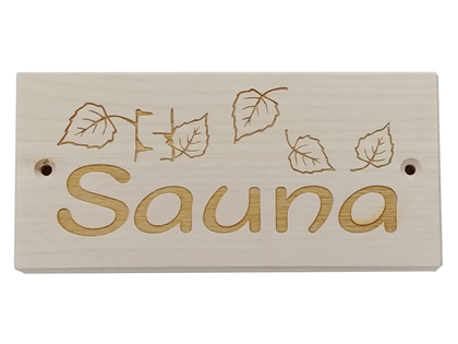 215K: Finlandia Sauna birch bark sign oval 3 1/2” x 7” approx.