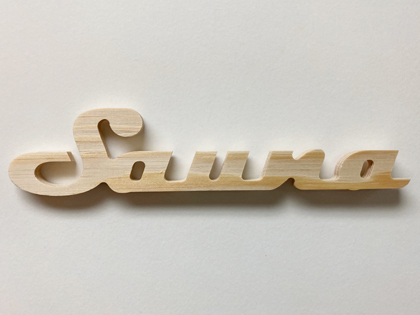 Wood Sauna Sign, script letters
